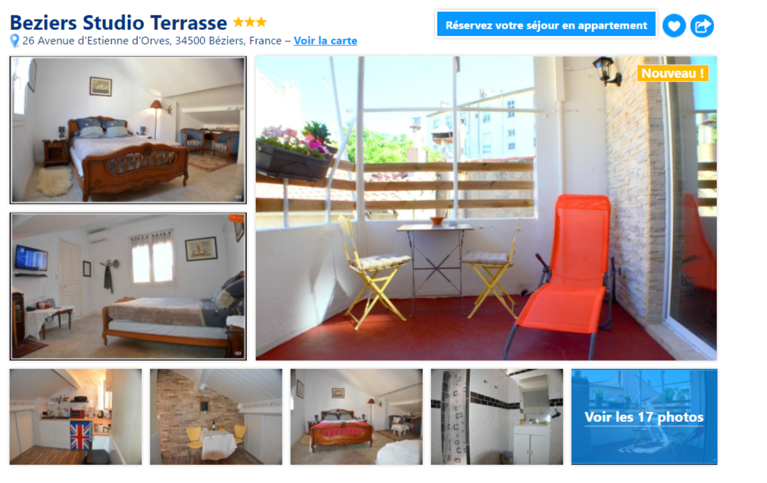 beziersapart Appartement Beziers Studio Terrasse  France Béziers    Booking.com.png