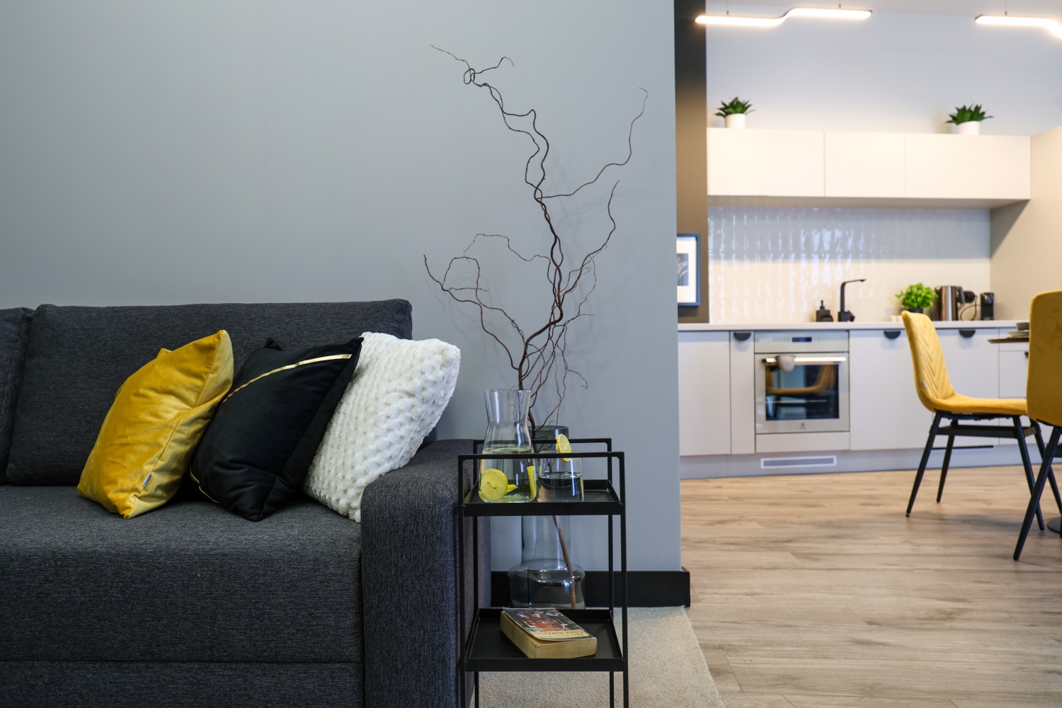 widok na sofę i jadalnie mieszkanie wynajem airbnb Łódź.jpg