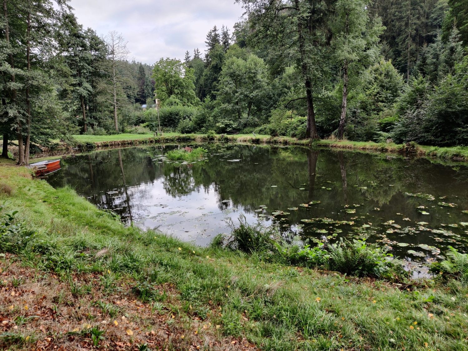 Unser Teich neben dem Haus, mit Boot auch für unsere Gäste 20220828_174304.jpg