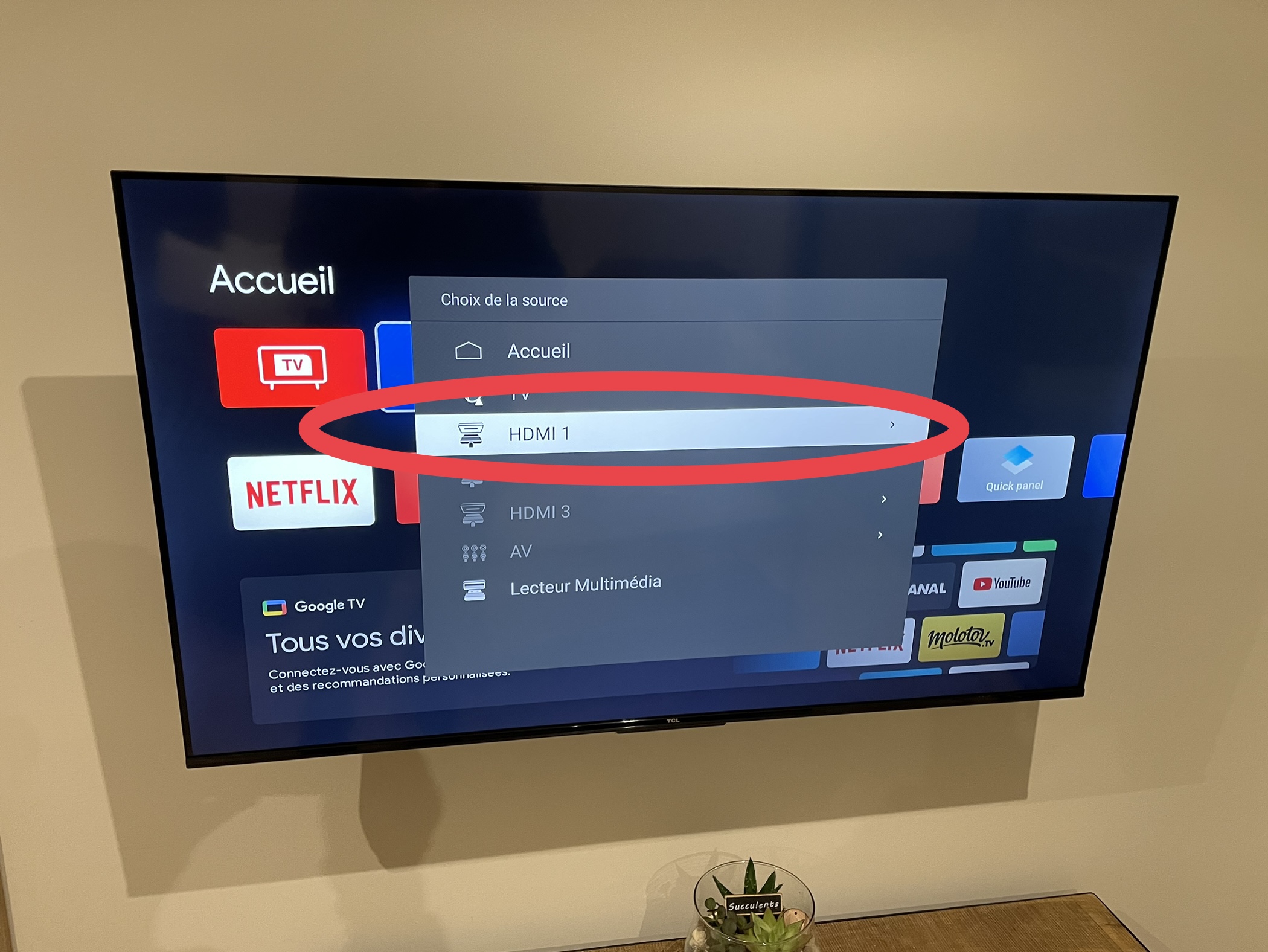 Sélection HDMI 1